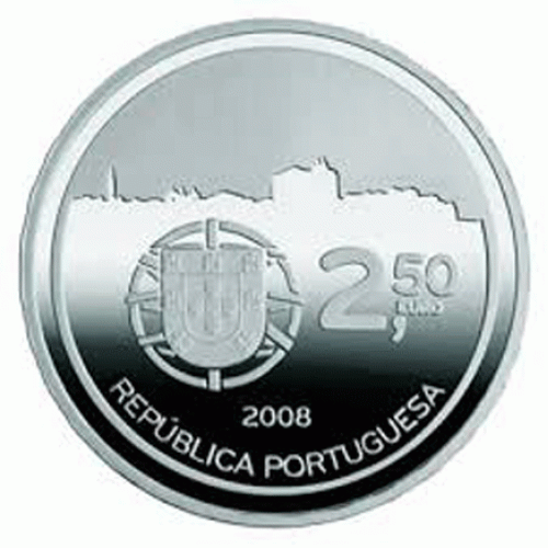 Portogallo €2,50 Centro Storico di Porto Prata Proof 2008